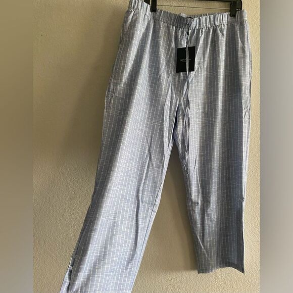 NWT Women light Blue Striped Lightweight Cropped Ankle Summer Lounge Pants XXL - Picture 3 of 9